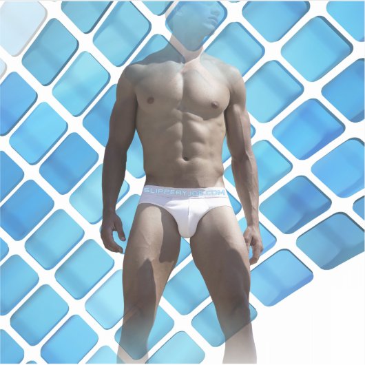 SlipperyJoe's Man ondergoed 6-pak borstkas mannetj Sticker (Voorkant)