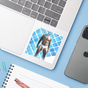 SlipperyJoe's Man ondergoed 6-pak borstkas mannetj Sticker