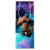 SlipperyJoe's Man ondergoed bult paars blauw abst Wijn Cadeautas (Achterkant)