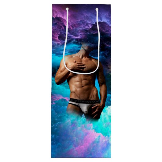 SlipperyJoe's Man ondergoed bult paars blauw abst Wijn Cadeautas (Voorkant)