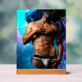 SlipperyJoe's Man ondergoed piek paars blauw Acryl Bord (Neutraal)