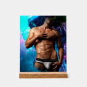 SlipperyJoe's Man ondergoed piek paars blauw Acryl Bord (Voorkant)