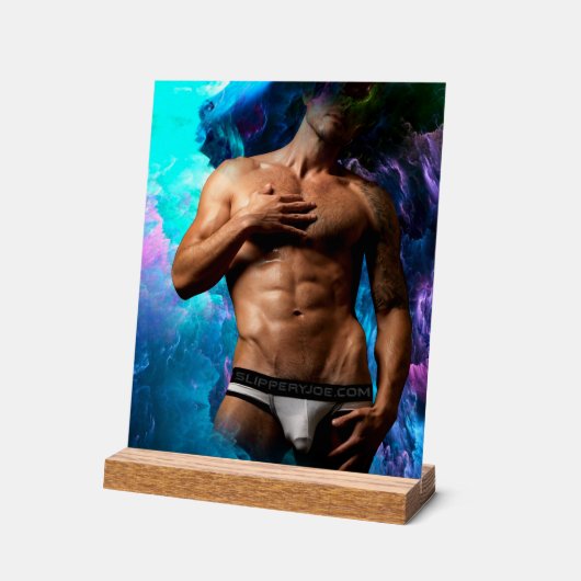 SlipperyJoe's Man ondergoed piek paars blauw Acryl Bord (Hoek)