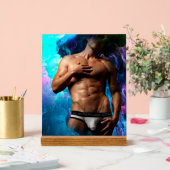 SlipperyJoe's Man ondergoed piek paars blauw Acryl Bord (Huwelijk)