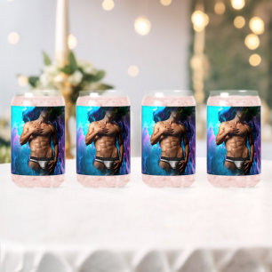 SlipperyJoe's Man ondergoed piek paars blauw Blikvorm Glas