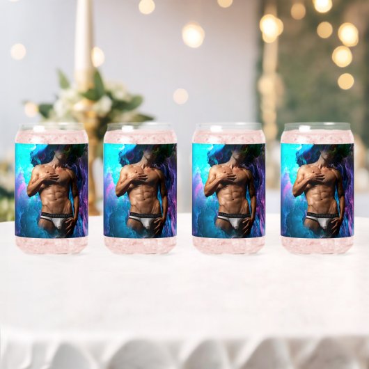 SlipperyJoe's Man ondergoed piek paars blauw Blikvorm Glas (Insitu (Huwelijk))