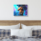 SlipperyJoe's Man ondergoed piek paars blauw Canvas Afdruk (Insitu (Slaapkamer))