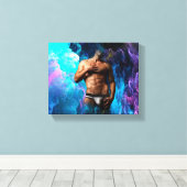 SlipperyJoe's Man ondergoed piek paars blauw Canvas Afdruk (Insitu (Houten vloer))