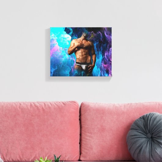 SlipperyJoe's Man ondergoed piek paars blauw Canvas Afdruk (Insitu (Woonkamer))