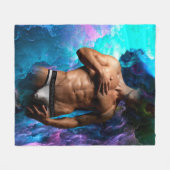 SlipperyJoe's Man ondergoed piek paars blauw Fleece Deken (Voorkant (Horizontaal))