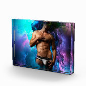 SlipperyJoe's Man ondergoed piek paars blauw Fotoblokken (Rechts)