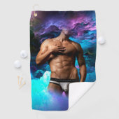 SlipperyJoe's Man ondergoed piek paars blauw Golfhanddoek (Insitu)