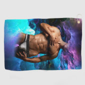 SlipperyJoe's Man ondergoed piek paars blauw Golfhanddoek (Horizontaal)