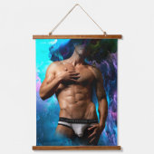 SlipperyJoe's Man ondergoed piek paars blauw Hangend Wandkleed (Voorkant)