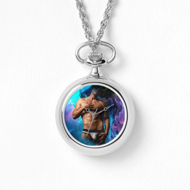 SlipperyJoe's Man ondergoed piek paars blauw Horloge (Voorkant)