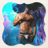 SlipperyJoe's Man ondergoed piek paars blauw Kartonnen Onderzetters (Voorkant)