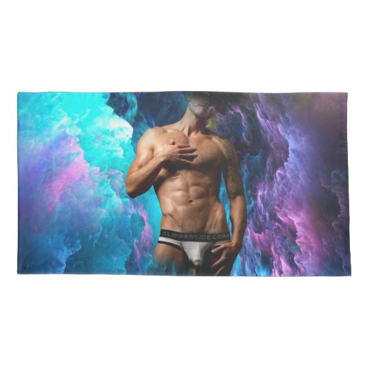 SlipperyJoe's Man ondergoed piek paars blauw Kussensloop (Achterkant)