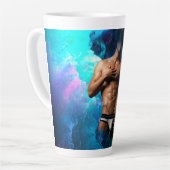 SlipperyJoe's Man ondergoed piek paars blauw Latte Mok (Linkerhoek)