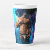 SlipperyJoe's Man ondergoed piek paars blauw Latte Mok (Voorkant)