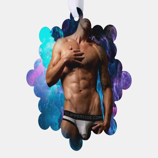 SlipperyJoe's Man ondergoed piek paars blauw Ornament Kaart (Links)