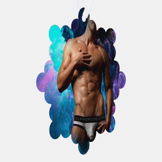 SlipperyJoe's Man ondergoed piek paars blauw Ornament Kaart (Rechts)