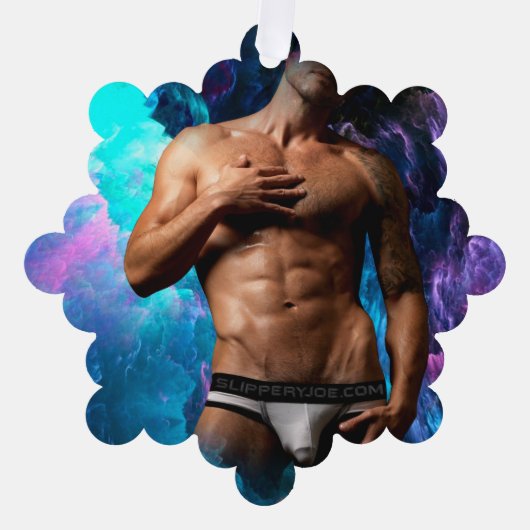 SlipperyJoe's Man ondergoed piek paars blauw Ornament Kaart (Voorkant)