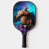 SlipperyJoe's Man ondergoed piek paars blauw Pickleball Paddle (Achterkant)