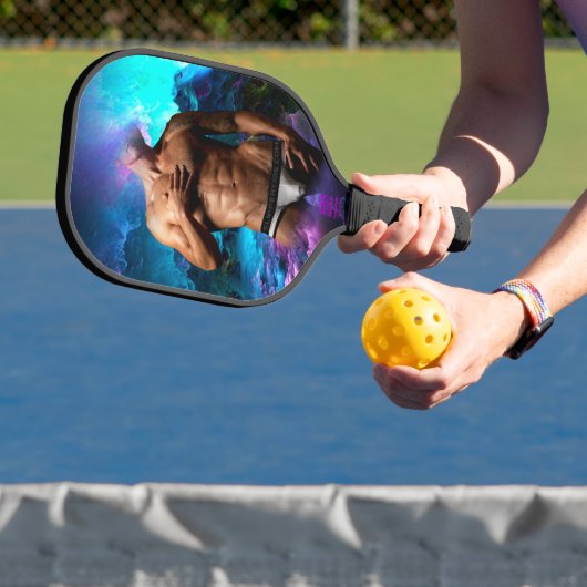 SlipperyJoe's Man ondergoed piek paars blauw Pickleball Paddle (Insitu)