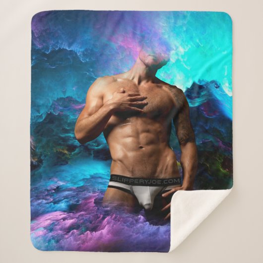 SlipperyJoe's Man ondergoed piek paars blauw Sherpa Deken (Voorkant)