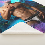 SlipperyJoe's Man ondergoed piek paars blauw Sherpa Deken (3/4)