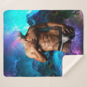 SlipperyJoe's Man ondergoed piek paars blauw Sherpa Deken (Voorkant (horizontaal))