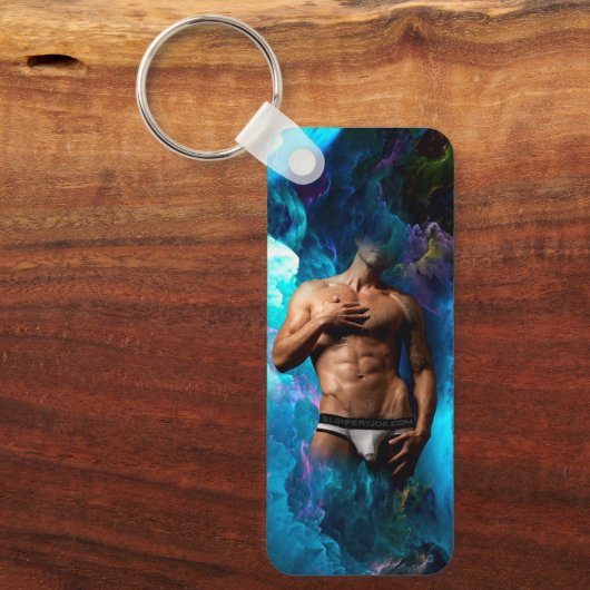 SlipperyJoe's Man ondergoed piek paars blauw Sleutelhanger (Voorkant)