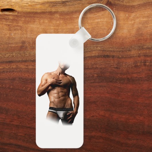 SlipperyJoe's Man ondergoed piek paars blauw Sleutelhanger (Achterkant)