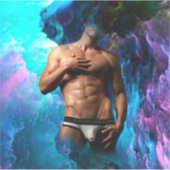 SlipperyJoe's Man ondergoed piek paars blauw Sticker (Voorkant)