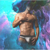 SlipperyJoe's Man ondergoed piek paars blauw Sticker (Voorkant)