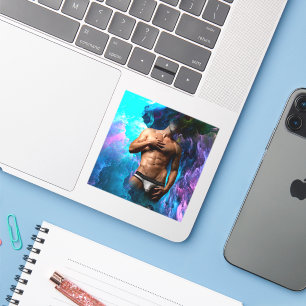 SlipperyJoe's Man ondergoed piek paars blauw Sticker