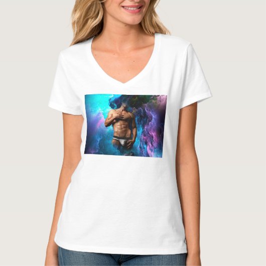 SlipperyJoe's Man ondergoed piek paars blauw T-shirt (Voorkant)