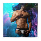 SlipperyJoe's Man ondergoed piek paars blauw Tegeltje (Voorkant)