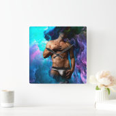 SlipperyJoe's Man ondergoed piek paars blauw Vierkante Klok (Huis)