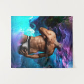 SlipperyJoe's Man ondergoed piek paars blauw Wandkleed (Voorkant (horizontaal))