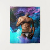 SlipperyJoe's Man ondergoed piek paars blauw Wandkleed (Voorkant)