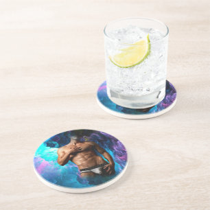 SlipperyJoe's Man ondergoed piek paars blauw Zandsteen Onderzetter