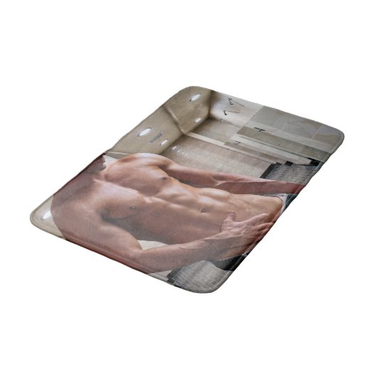 SlipperyJoe's Man sixpack shirtless sexy musculair Badmat (Gekanteld)