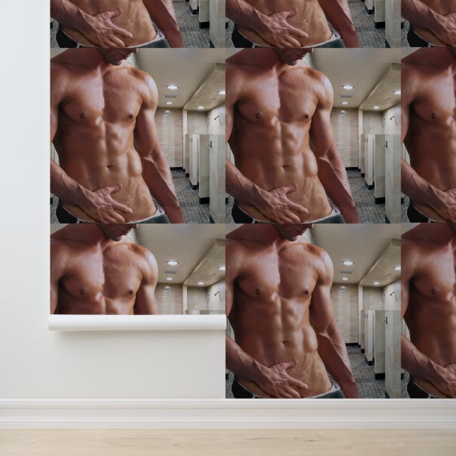 SlipperyJoe's Man sixpack shirtless sexy musculair Behang (Applicatie)