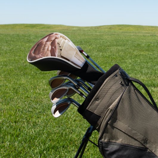 SlipperyJoe's Man sixpack shirtless sexy musculair Golfheadcover (Insitu)