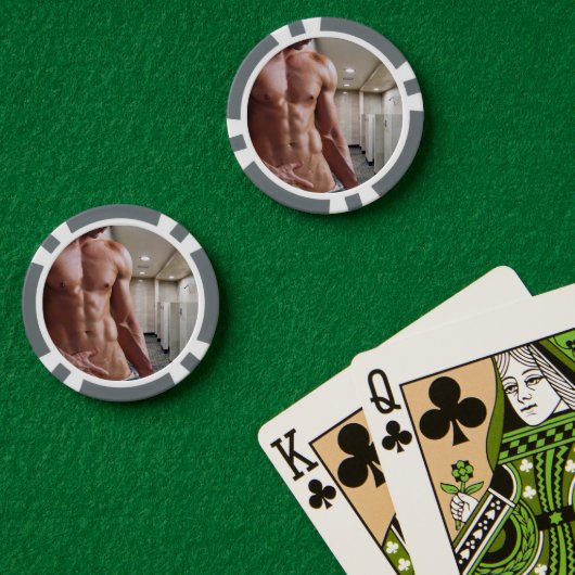 SlipperyJoe's Man sixpack shirtless sexy six pack Poker Chips (Pokertafel (Dubbel))
