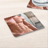 SlipperyJoe's Man sms'je, sexy muskietenkleedkamer Kartonnen Onderzetters (Schuin)