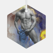 SlipperyJoe's Man steamy shirtloze borstrokken Glas Ornament (Voorkant)