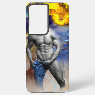 SlipperyJoe's Man steamy shirtloze borstrokken Samsung Galaxy Hoesje