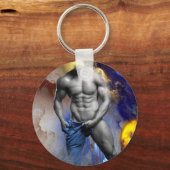 SlipperyJoe's Man steamy shirtloze borstrokken Sleutelhanger (Voorkant)